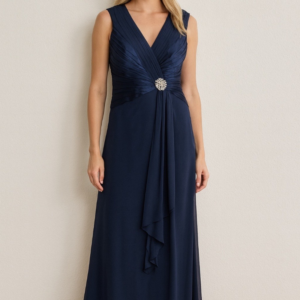 Xscape Navy Blue Evening Gown Brooch  – Size‎ 6